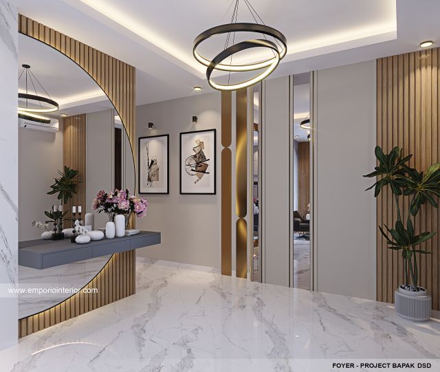 Desain Foyer Rumah Modern 3 Lantai Bapak DSD 1931 di Jakarta Barat