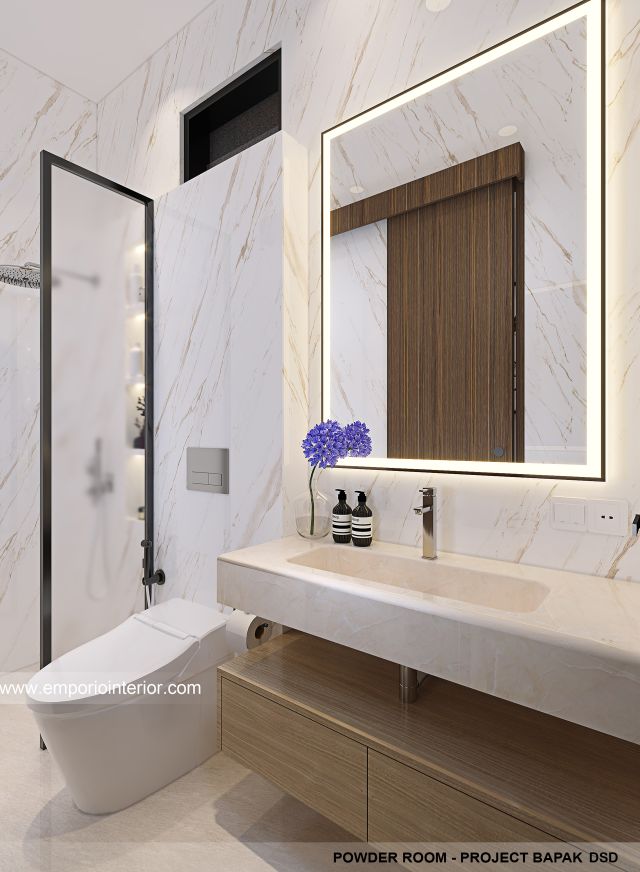 Desain Toilet Tamu Rumah Modern 3 Lantai Bapak DSD 1931 di Jakarta Barat