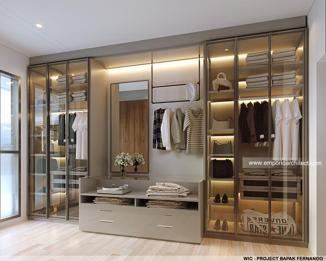 Desain Walk In Closet Rumah Modern 3 Lantai Bapak Fernando di Timor Leste