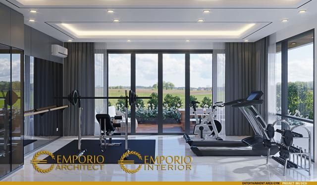 Desain Entertainment Area Gym Rumah Modern 3 Lantai Ibu Desi di Cibubur, Jawa Barat