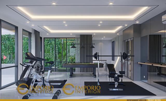 Desain Entertainment Area Gym Rumah Modern 3 Lantai Ibu Desi di Cibubur, Jawa Barat