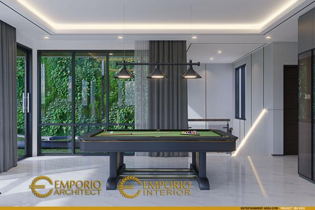 Desain Entertainment Area Gym Rumah Modern 3 Lantai Ibu Desi di Cibubur, Jawa Barat