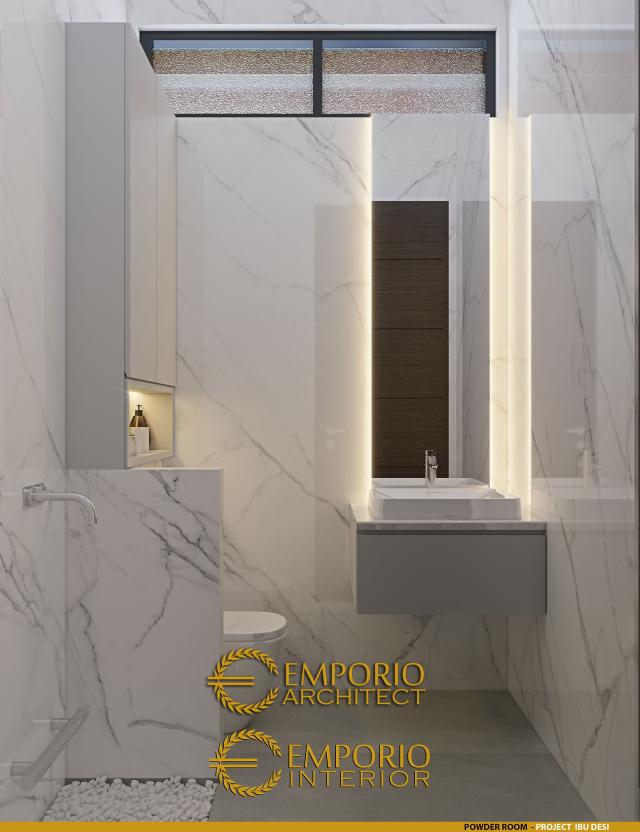 Desain Powder Room Rumah Modern 3 Lantai Ibu Desi di Cibubur, Jawa Barat