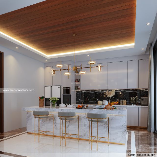 Desain Dapur Rumah Modern 3 Lantai Ibu SRT di Bogor