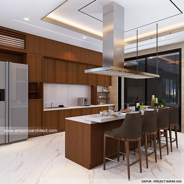 Desain Dapur Rumah Modern 3 Lantai Bapak AGS di Banten