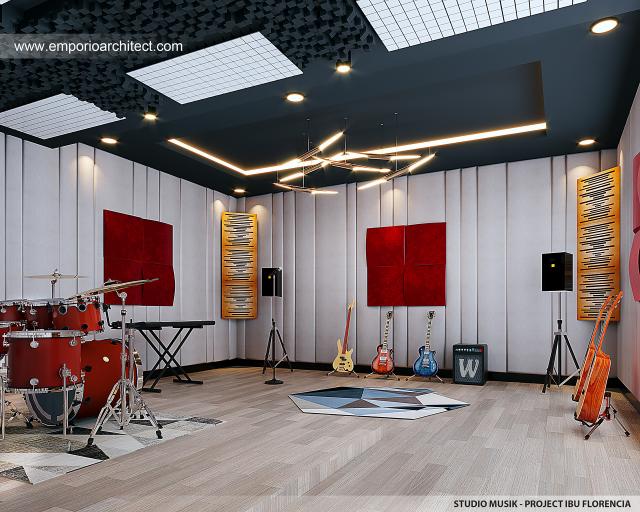 Desain Studio Musik Rumah Modern 3 Lantai Ibu FLC II di Surabaya