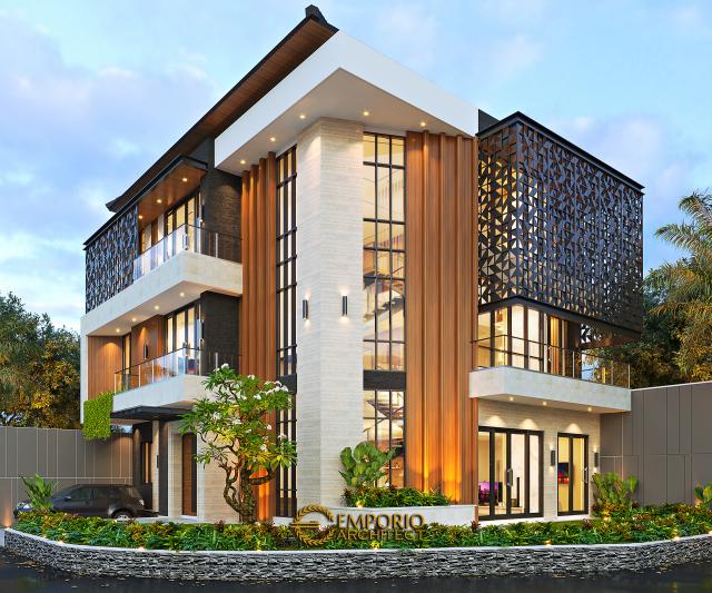 Desain Tampak Hook Rumah Modern 3 Lantai Mr. AG di Jakarta Timur