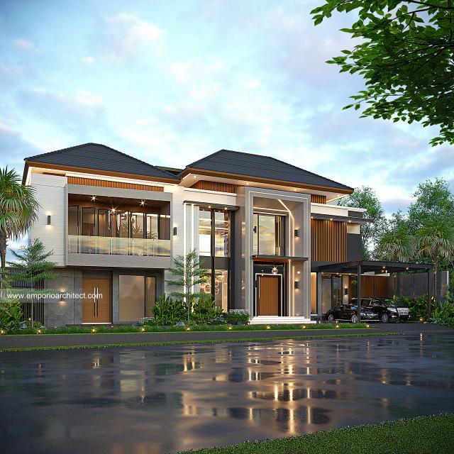 Desain Tampak Depan 2 Rumah Modern 3 Lantai Ibu YSC di Malang