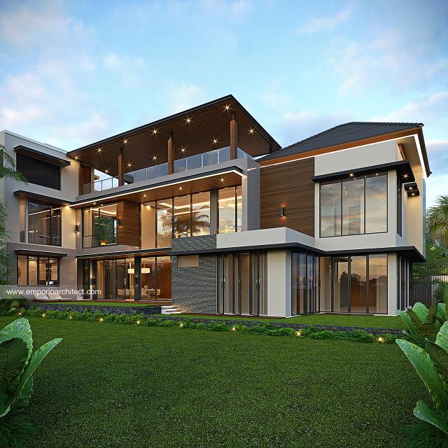 Desain Tampak Belakang Rumah Modern 3 Lantai Ibu YSC di Malang