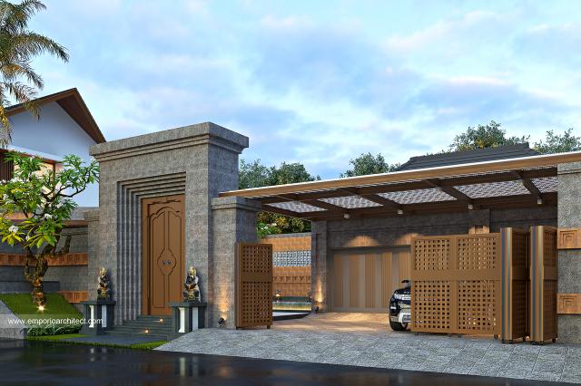 Desain Rumah Modern 3 Lantai Ibu FRC di Nusa Dua, Bali - Tampak Depan