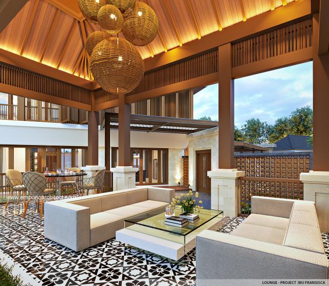 Desain Area Lounge Rumah Modern 3 Lantai Ibu FRC di Nusa Dua, Bali