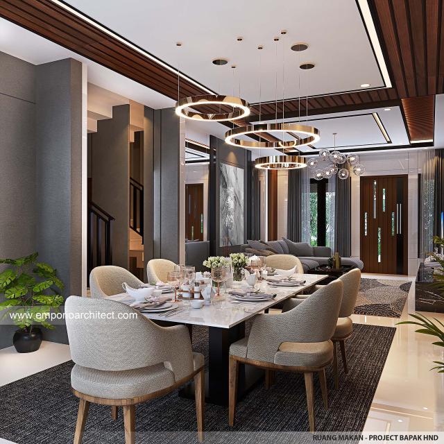 Desain Ruang Makan Rumah Modern 3 Lantai Bapak HND di Bandung