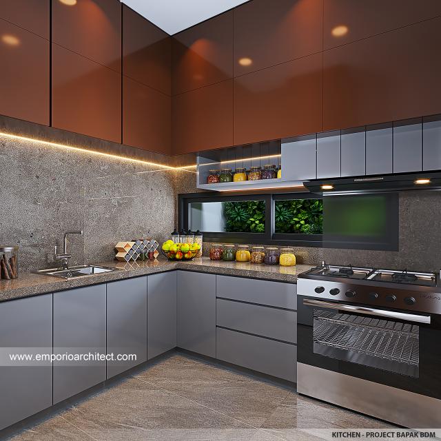 Desain Dapur Rumah Modern 3 Lantai Bapak BDM di Cipayung, Jakarta Timur