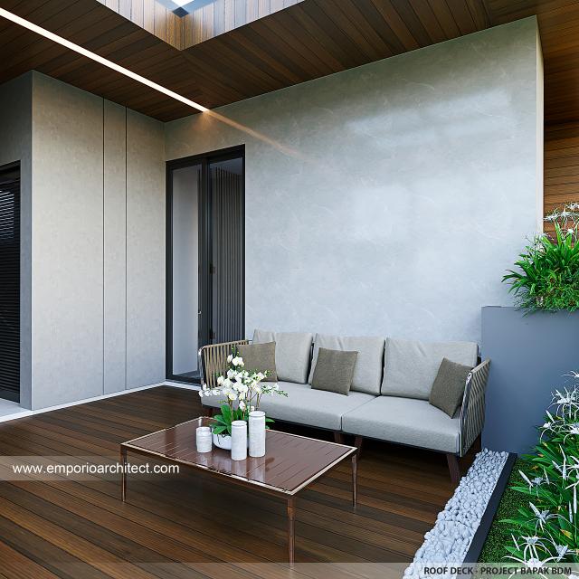 Desain Roof Deck Rumah Modern 3 Lantai Bapak BDM di Cipayung, Jakarta Timur