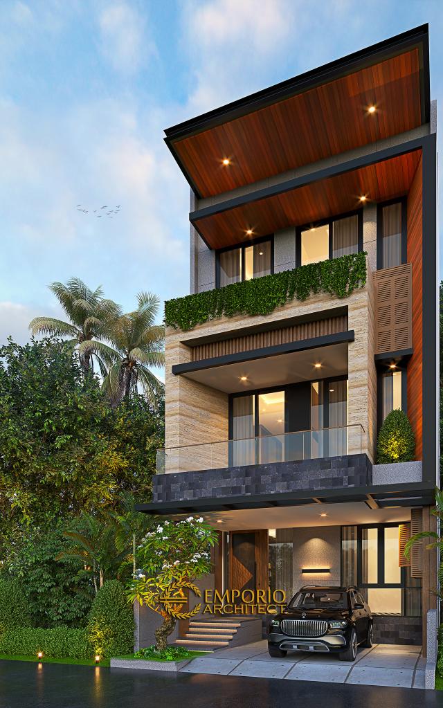 Desain Rumah Modern 3 Lantai Bapak Herry di Jakarta - Tampak Depan