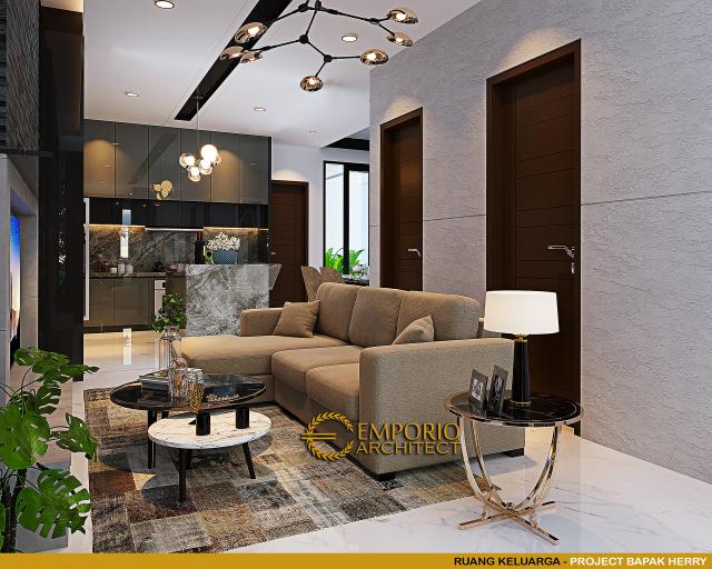 Desain Ruang Keluarga Rumah Modern 3 Lantai Bapak Herry di Jakarta