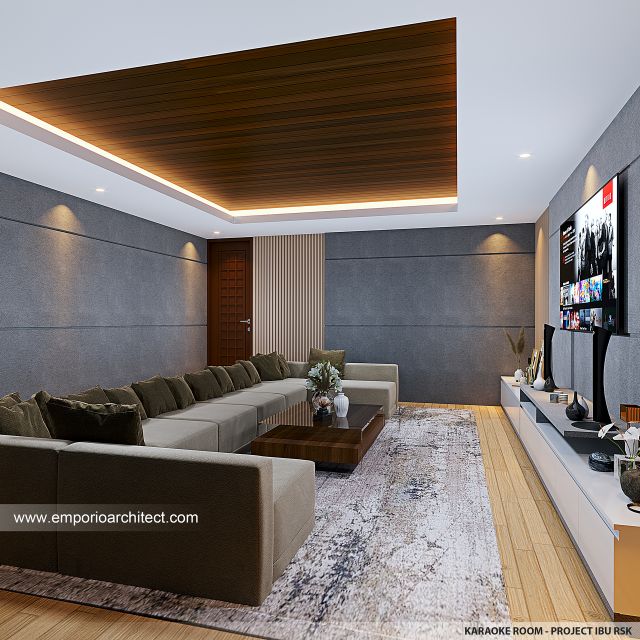 Desain Ruang Karaoke Rumah Modern 3 Lantai Ibu RSK di Makassar