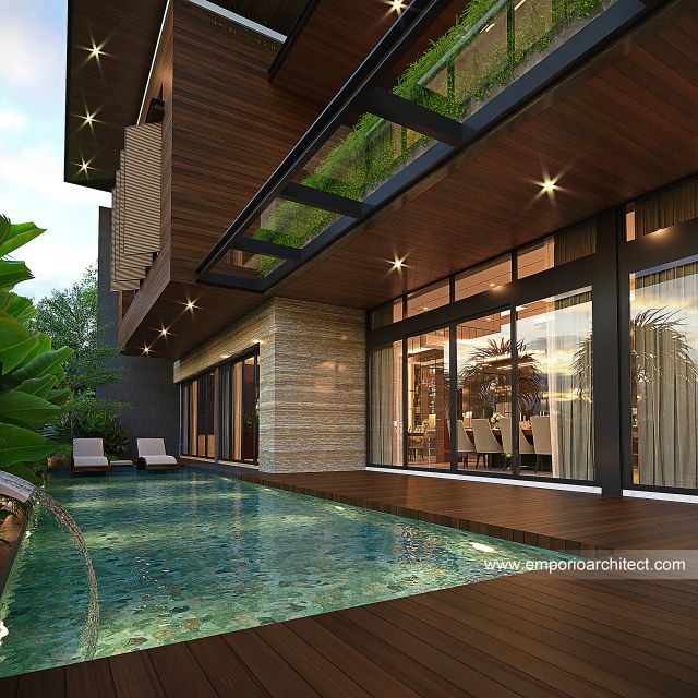 Desain Tampak Detail Samping Rumah Modern 3 Lantai Ibu RSK di Makassar