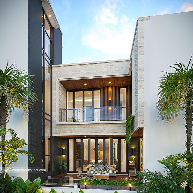 Desain Tampak Belakang Rumah Modern 3 Lantai Bapak ANR di Surabaya