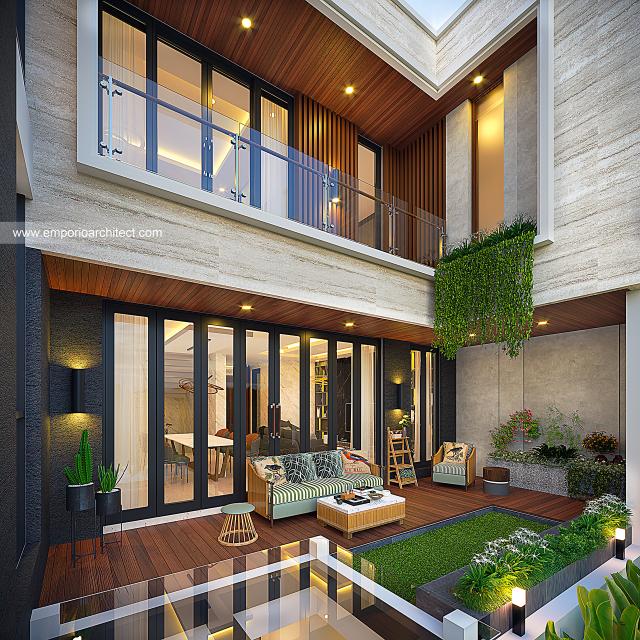 Desain Tampak Detail Belakang Rumah Modern 3 Lantai Bapak ANR di Surabaya