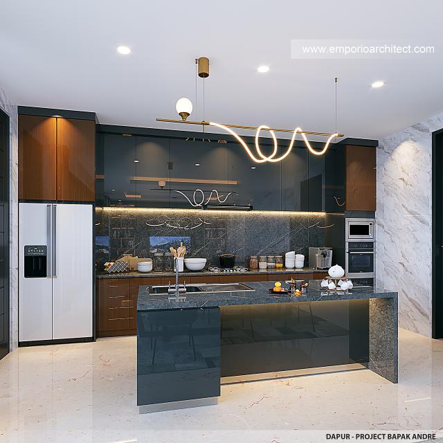 Desain Dapur Rumah Modern 3 Lantai Bapak ANR di Surabaya