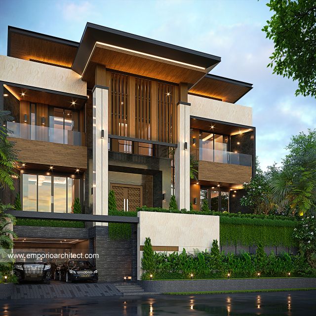 Desain Tampak Depan 3 Rumah Modern 3 Lantai Bapak SWD di Samarinda