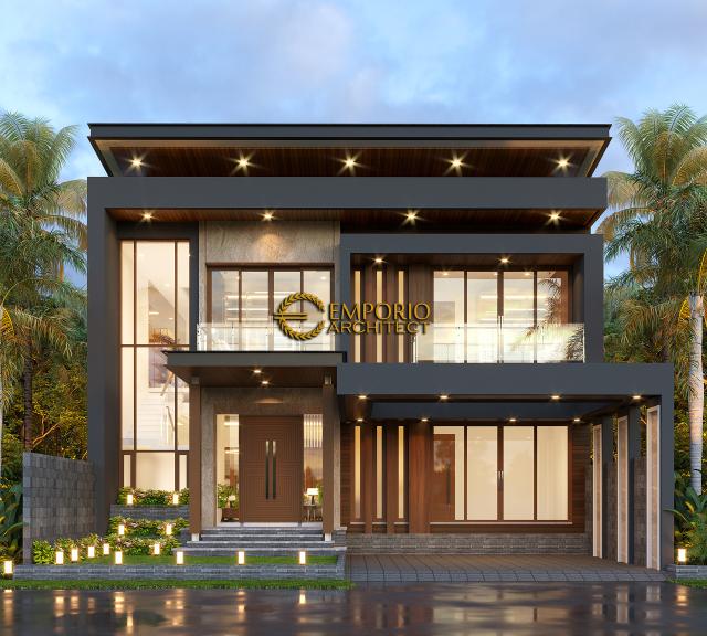 Desain Tampak Depan 3 Rumah Modern 3 Lantai Ibu Dyah di Bandung, Jawa Barat