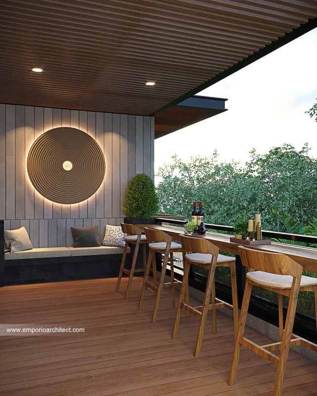 Desain Balkon Rumah Modern 3 Lantai Ibu FTR di Tangerang Selatan