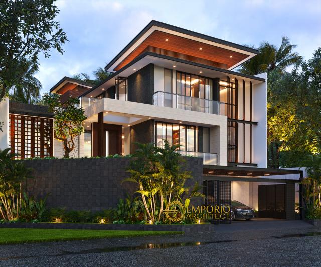 Desain Tampak Depan 2 Rumah Modern 3 Lantai Ibu Rani di BSD, Tangerang Selatan, Banten