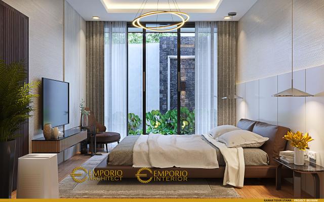 Desain Kamar Tidur Utama Rumah Modern 3 Lantai Ibu Rani di BSD, Tangerang Selatan, Banten