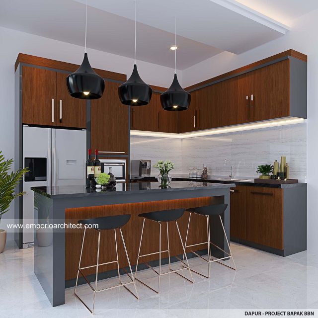 Desain Dapur Rumah Modern 3 Lantai Bapak BBN di Jakarta