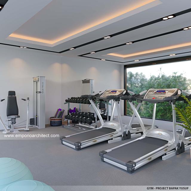 Desain Ruang Gym Rumah Modern 3 Lantai Bapak YSF di PIK 2, Jakarta Utara