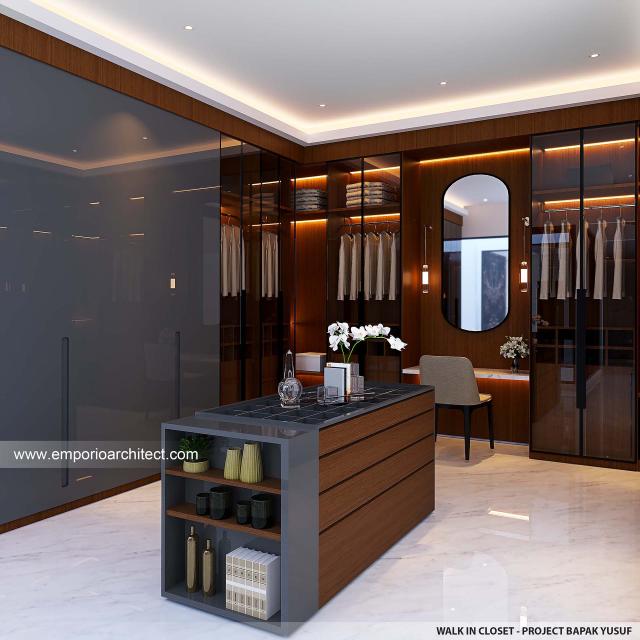 Desain Walk In Closet Rumah Modern 3 Lantai Bapak YSF di PIK 2, Jakarta Utara