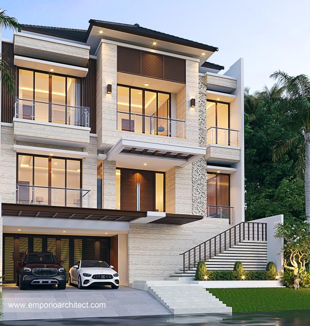 Gambar 1 Desain Rumah Modern 3 Lantai Ibu EBT 1392 di  Jakarta