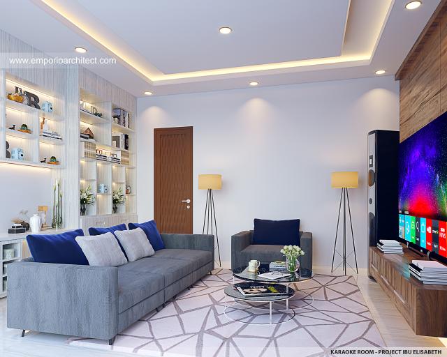 Desain Ruang Karaoke Rumah Modern 3 Lantai Ibu EBT di Jakarta