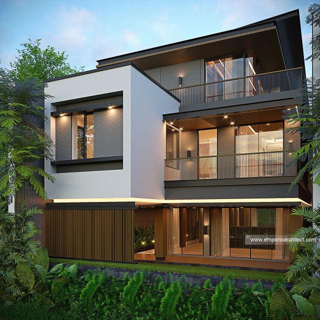 Desain Tampak Belakang Rumah Modern 3 Lantai Ibu LVN di Semarang