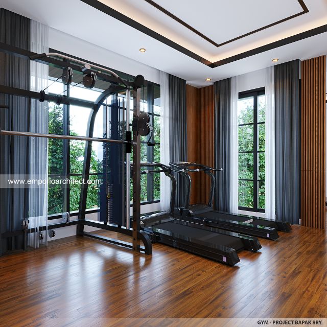 Desain Ruang Gym Rumah Modern 3 Lantai Bapak RRY di Makassar