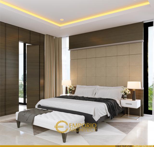 Desain Kamar Tidur Utama Rumah Modern 3 Lantai Bapak Victor di Jakarta