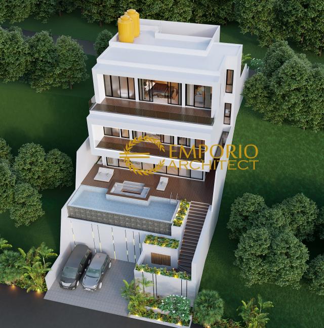 Desain Masterplan Depan Rumah Modern 3 Lantai Ibu Connie di Bogor, Jawa Barat