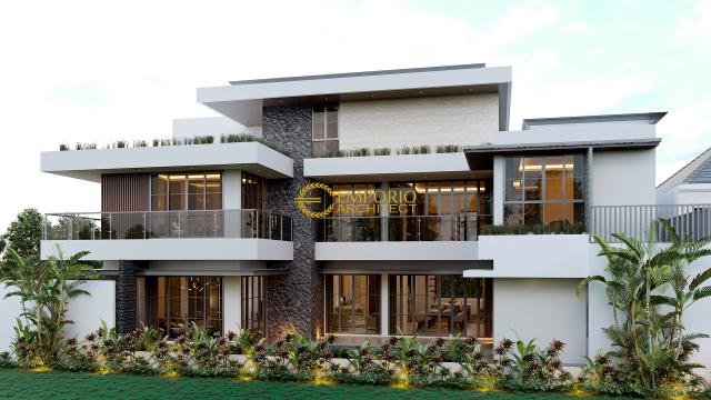 Desain Tampak Belakang Rumah Modern 3 Lantai Ibu Eva di Jakarta Utara