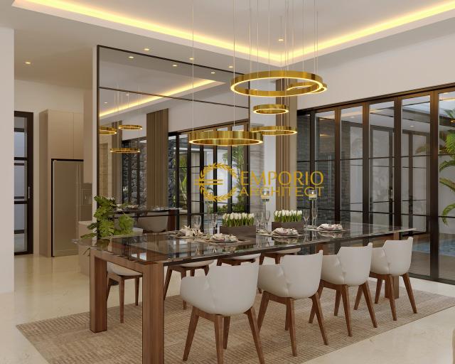 Desain Ruang Makan Rumah Modern 3 Lantai Ibu Eva di Jakarta Utara