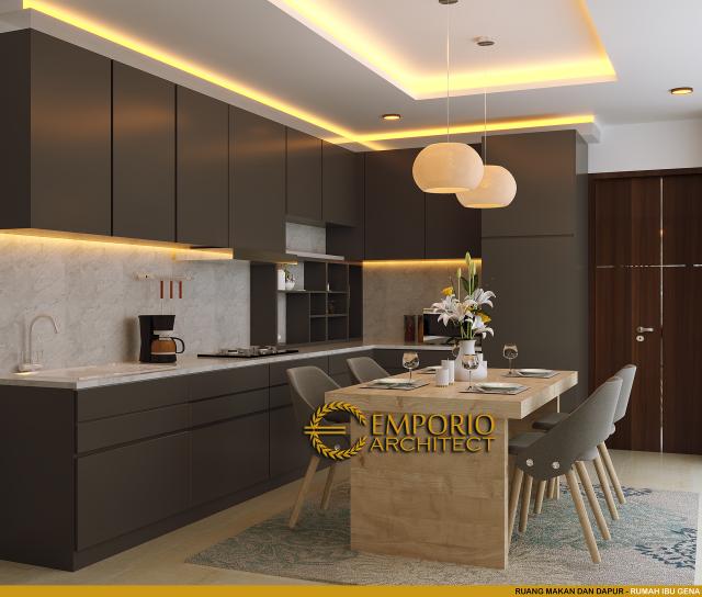 Desain Ruang Makan dan Dapur Rumah Modern 3 Lantai Ibu Gena di Jakarta Selatan