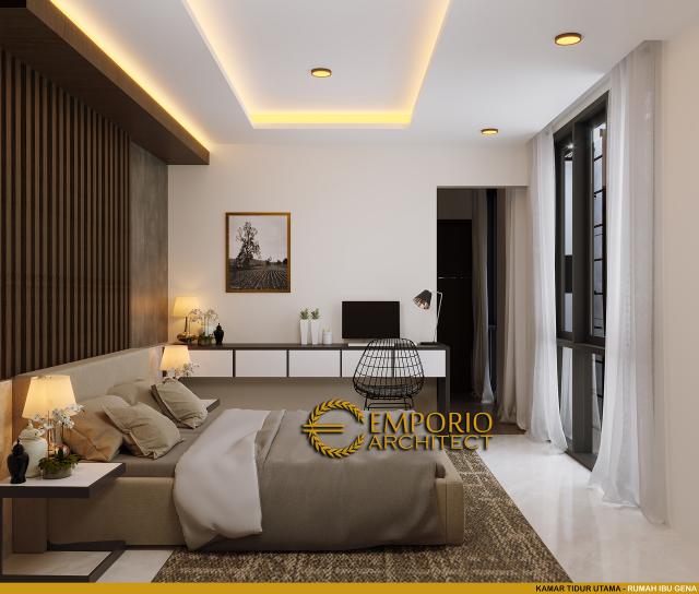 Desain Kamar Tidur Utama Rumah Modern 3 Lantai Ibu Gena di Jakarta Selatan