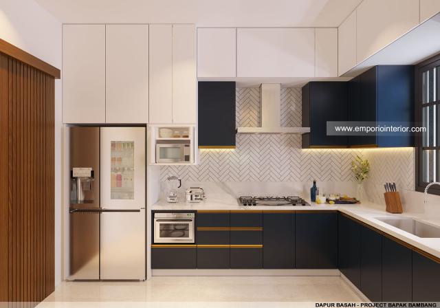 Desain Dapur Basah Rumah Modern 3.5 Lantai Bapak Bambang di Jakarta