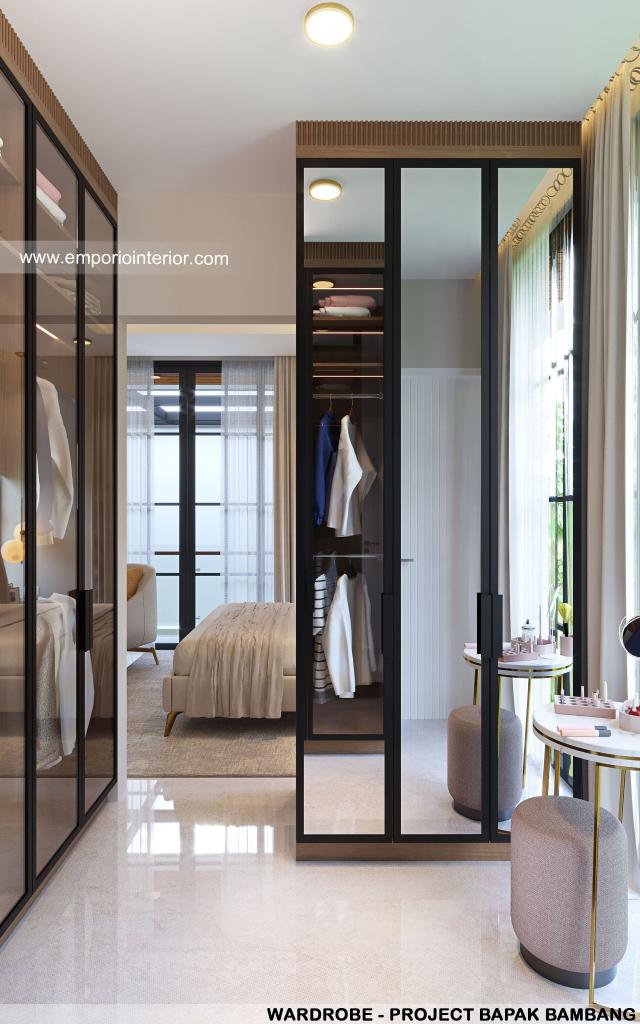 Desain Wardrobe Rumah Modern 3.5 Lantai Bapak Bambang di Jakarta