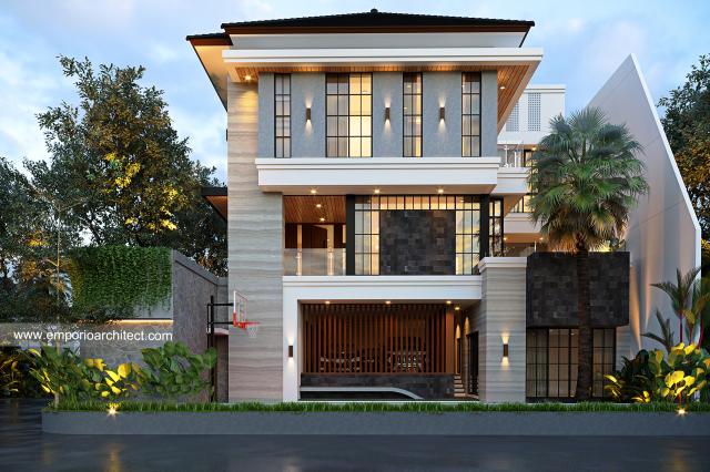 Desain Tampak Samping Rumah Modern 3.5 Lantai Bapak Bambang di Jakarta