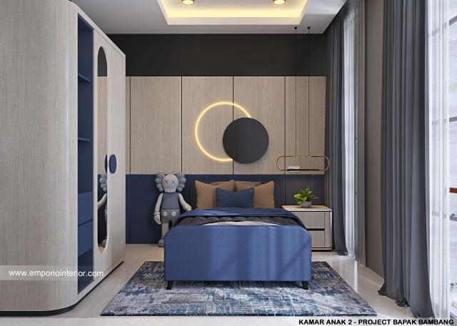 Desain Kamar Tidur Anak 2 Rumah Modern 3.5 Lantai Bapak Bambang di Jakarta