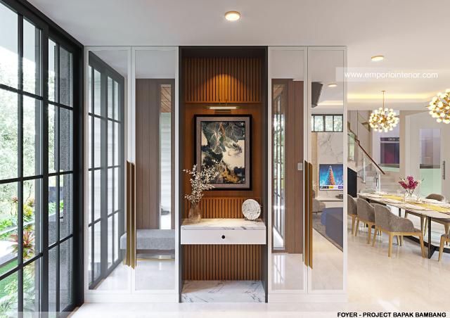 Desain Foyer Rumah Modern 3.5 Lantai Bapak Bambang di Jakarta