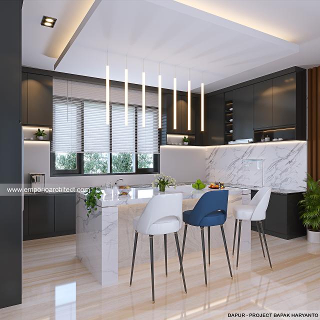 Desain Dapur Rumah Modern 3.5 Lantai Bapak HYT di Tangerang Selatan