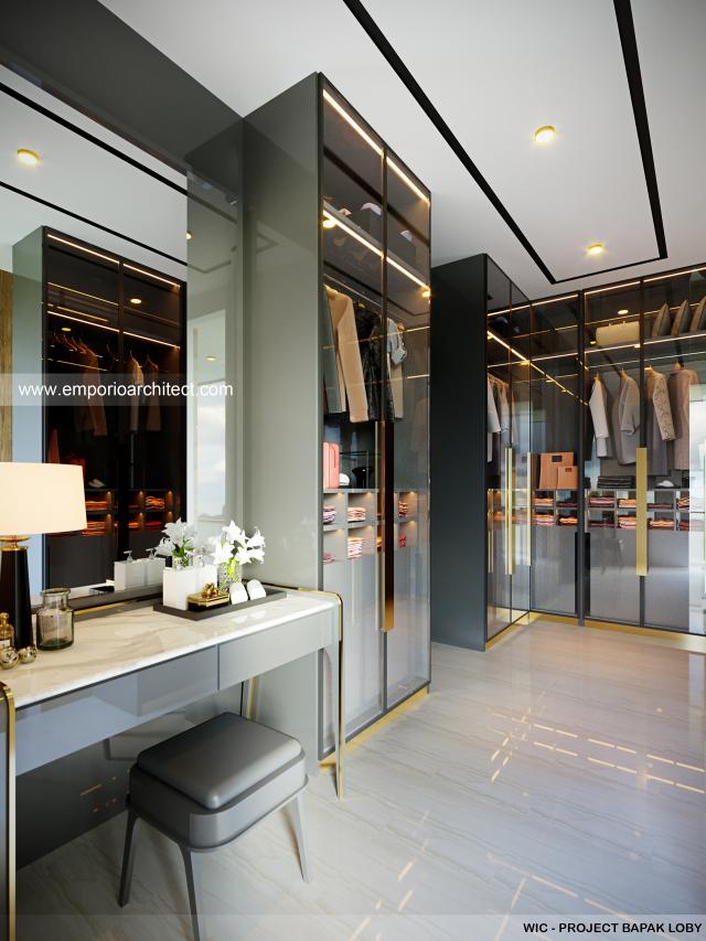 Desain Walk In Closet Rumah Modern 3.5 Lantai Bapak LBY di Sunter, Jakarta Utara